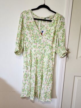 Women RIXO by Target Floral Puff Sleeve Midi Dress/mini Dress NWT Sz 12